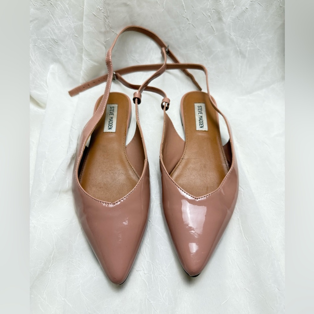 Cupid Pink Patent Pointed Toe Slingback Flats
